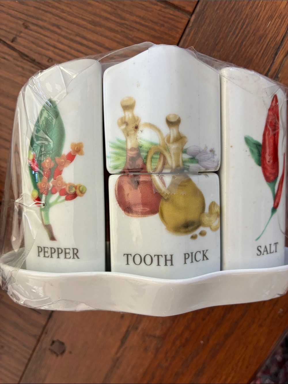 Classic Ceramic Condiment Set with Toothpick Holder